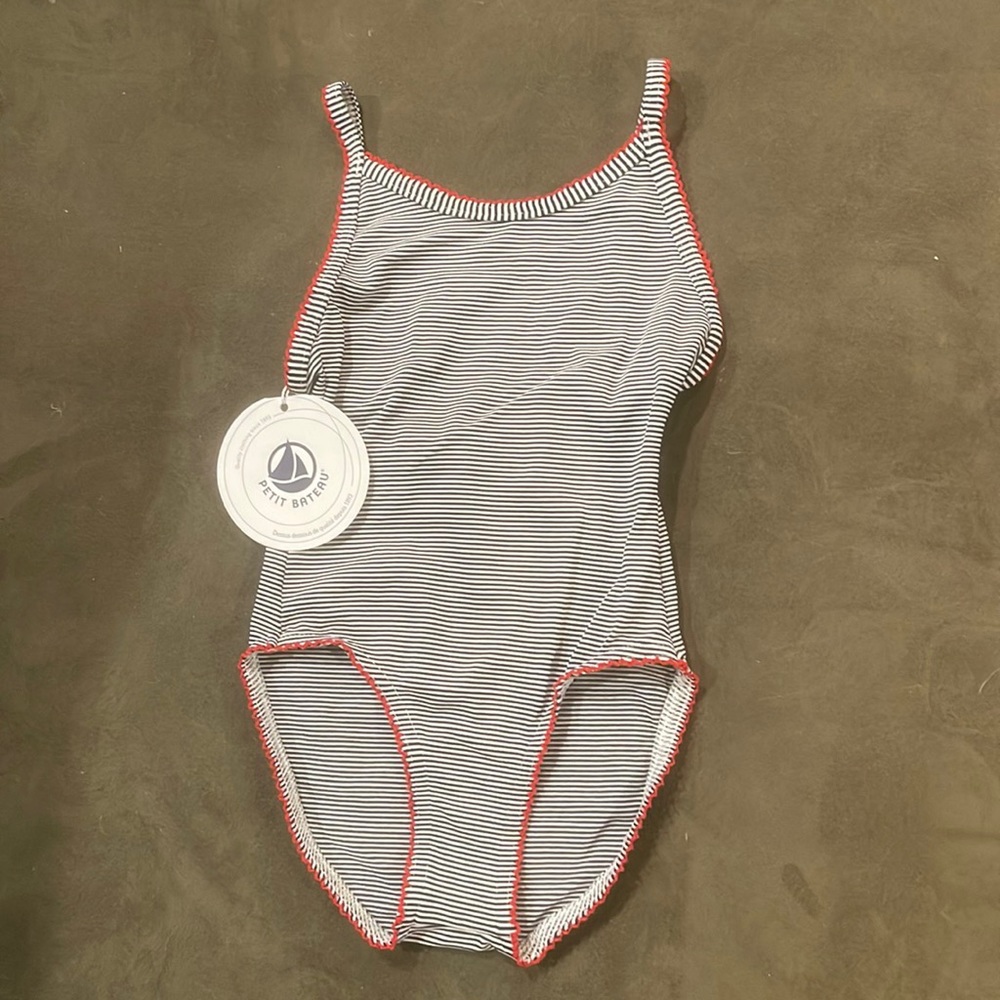 Petit Bateau Navy Striped Swimsuit